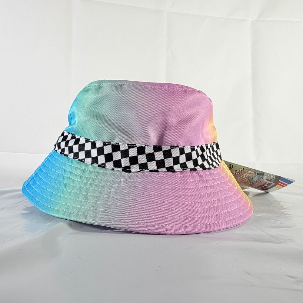 Justice X NASCAR Girls JXN Ombre Bucket Hat Pink Blue Checkered OS NWT